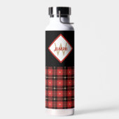 Black Red und Tan Lumberjack Kariert Mit Monogramm Trinkflasche (Links)