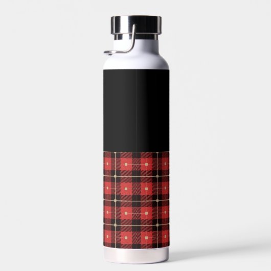 Black Red und Tan Lumberjack Kariert Mit Monogramm Trinkflasche (Rechts)