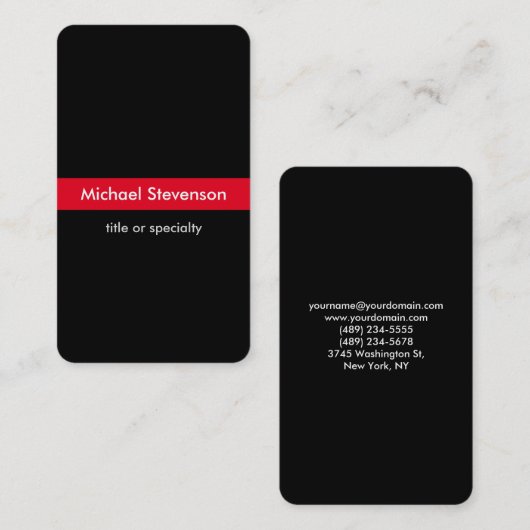Black Red Vertical Round Consultant-Visitenkarte Visitenkarte (Vorne/Hinten)