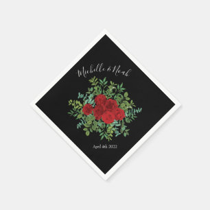 Black Red Wedding Gothic Rose Serviette