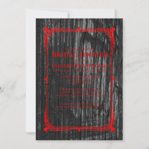 Black Red Western Barn Wood Brautparty lädt ein Einladung