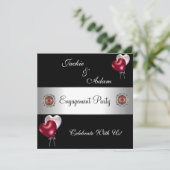 Black Red White Balloons der Engagement Party Einladung (Stehend Vorderseite)