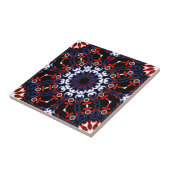 Black Red White Blue Ethnic Boho Mosaik Muster Fliese (Seite)