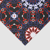 Black Red White Blue Ethnic Boho Mosaik Muster Seidenpapier (Ausschnitt)