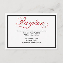 Black Red White Calligraphy Wedding Reception Card Begleitkarte