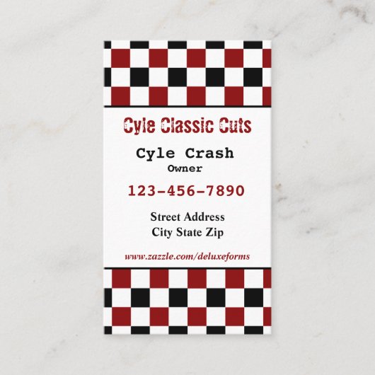 Black Red White Checked Visitenkarte (Vorderseite)