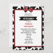Black Red White Cow Print Birthday Einladung (Vorderseite)