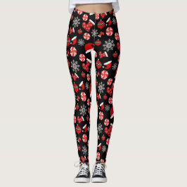 Black Red White Frohe Weihnachts-Leggings Leggings