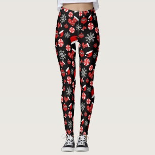 Black Red White Frohe Weihnachts-Leggings Leggings