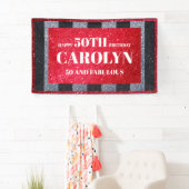 Black Red White Glitzern Birthday Party Banner (Insitu)