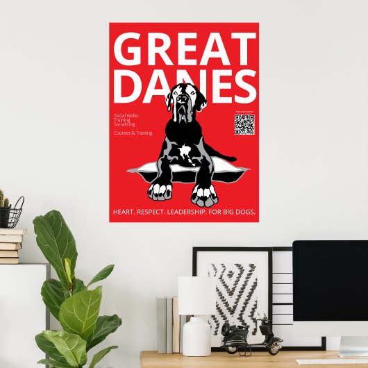 Black Red White Great Dane Trainer Poster (Heimbüro)
