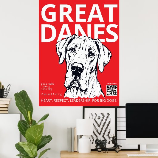 Black Red White Great Dane Trainer Poster (Heimbüro)