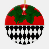 Black Red White Harlequin Pattern Weihnachten Keramik Ornament (Vorne)