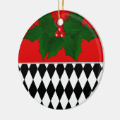 Black Red White Harlequin Pattern Weihnachten Keramik Ornament (Links)