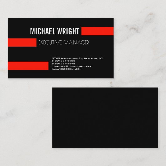 Black Red White Modern Schlicht Einfach Minimalist Visitenkarte (Vorne/Hinten)