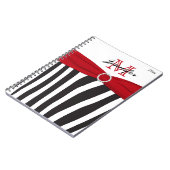 Black Red White Zebra Strip Notebook Notizblock (Linke Seite)