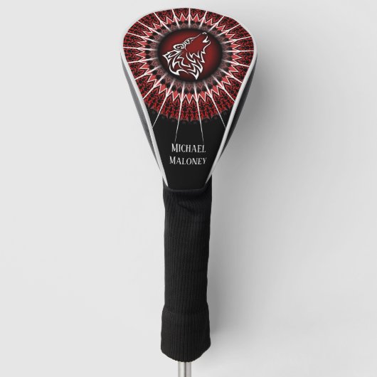 Black Red Wolf Animal Many Golf Headcover (Vorderseite)