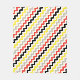 Black Red Yellow Diagonal Zigzag Afrikanisches Mus Fleecedecke