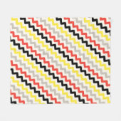 Black Red Yellow Diagonal Zigzag Afrikanisches Mus Fleecedecke (Vorderseite (Horizontal))