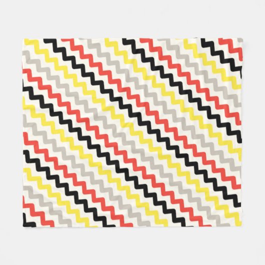 Black Red Yellow Diagonal Zigzag Afrikanisches Mus Fleecedecke (Vorderseite (Horizontal))