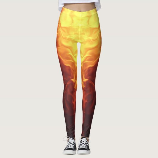 Black Red Yellow Ombre Flames Leggings (Vorderseite)