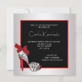 Black Red Zebra Geburtstagsparty Einladungen (Rückseite)