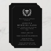 Black Registered Nurse Caduceus+Laurel Wreath Einladung (Vorne/Hinten)