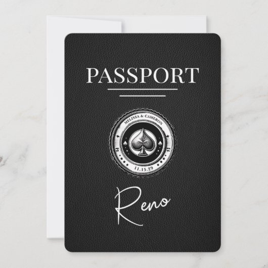 Black Reno Passport Save the Date (Vorderseite)