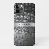 Black Reptile Digital Leather Silver Metal Case-Mate iPhone Hülle (Rückseite)