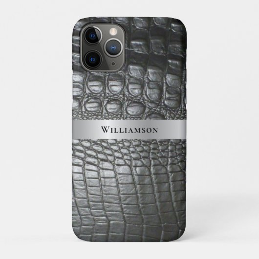 Black Reptile Digital Leather Silver Metal Case-Mate iPhone Hülle (Rückseite)