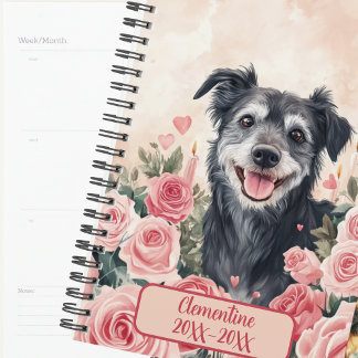 Black Rescue Mutt Dog Undated Appointment Book  Planer