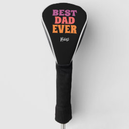 black retro best dad ever script name golf headcover