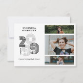 Black Retro Big Numbers 3-Foto-Abschluss Einladung (Vorderseite)