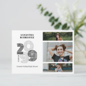 Black Retro Big Numbers 3-Foto-Abschluss Einladung (Stehend Vorderseite)