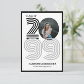 Black Retro Big Numbers Abschluss Foto Einladung (Stehend Vorderseite)