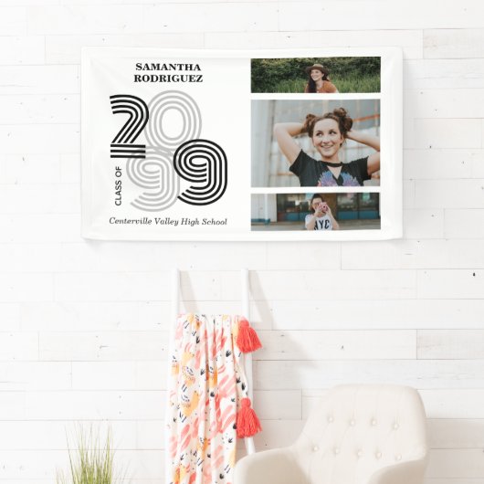 Black Retro Big Numbers Class of Senior Foto Banner (Insitu)