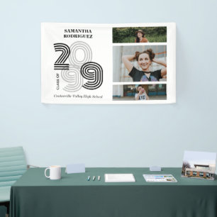 Black Retro Big Numbers Class of Senior Foto Banner