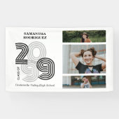 Black Retro Big Numbers Class of Senior Foto Banner (Horizontal)