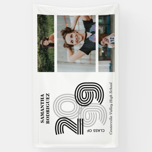 Black Retro Big Numbers Class of Senior Foto Banner (Vertikal)