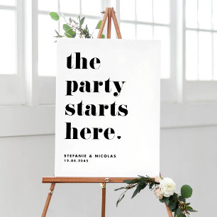 Black Retro Bold das Party beginnt hier Hochzeit Poster