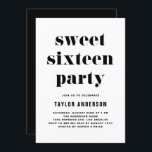 Black Retro Bold Typografie Sweet 16 Geburtstag Einladung<br><div class="desc">Mit dieser individuell gestaltbaren Einladung zum 16 . Geburtstag Geburtstag laden wir Sie zu Ihrer Veranstaltung ein. Es zeichnet sich durch Retro fett und einfache Typografie aus. Personalisieren Sie diese,  indem Sie Ihre Daten hinzufügen. Diese schwarz-süße 16 Party Einladung ist perfekt für jedes Event-Thema.</div>