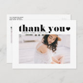 Black Retro Bold Typografy Abschluss Danke Postkarte (Vorne/Hinten)