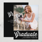 Black Retro Bold Typografy Foto Abschluss Einladung (Vorne/Hinten)