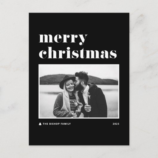 Black Retro Bold Typografy Foto Frohe Weihnachten (Vorderseite)