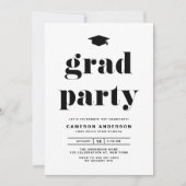 Black Retro Bold Typografy Graduation Party Einladung (Vorderseite)
