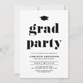 Black Retro Bold Typografy Graduation Party Einladung