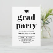 Black Retro Bold Typografy Graduation Party Einladung (Stehend Vorderseite)
