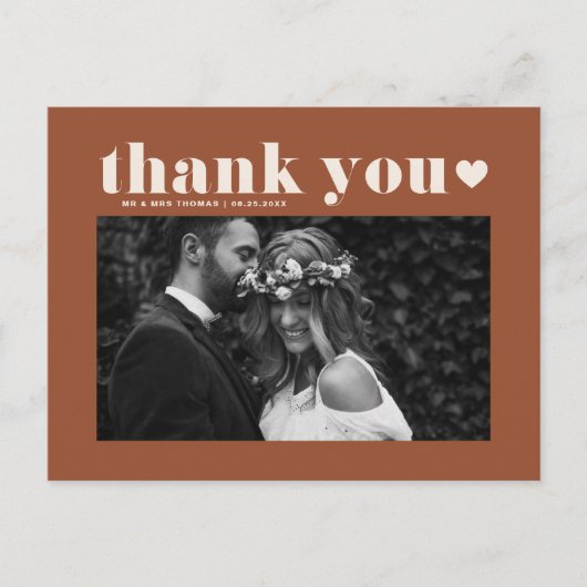 Black Retro Bold Typografy Wedding Danke Postkarte (Vorderseite)