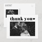 Black Retro Bold Typografy Wedding Danke Postkarte (Vorne/Hinten)