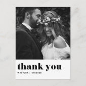 Black Retro Bold Typografy Wedding Danke Postkarte (Vorderseite)